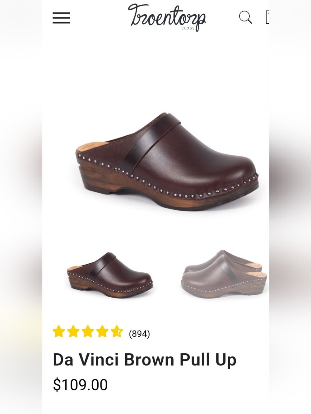 Troentorp Da Vinci Men's  Genuine Handmade Clogs NIB